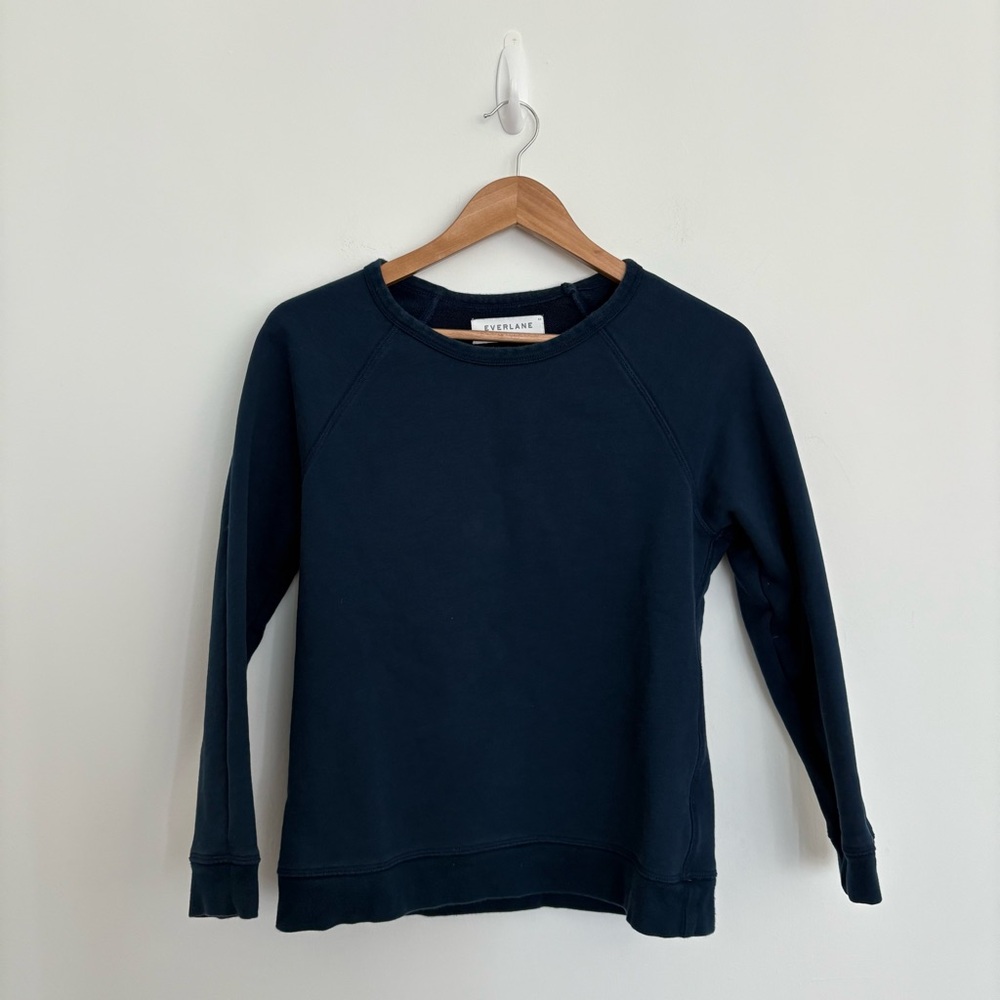 Everlane Mens Navy Blue Sweatshirt XS Crew Neck Classic Minimalist Comfy Cozy